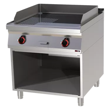 Fry-top griddle plate 71x65 electric chromed combined on open cabinet | REDFOX - FTHRC 90/80 E