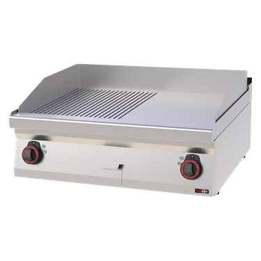 Fry-top griddle plate 80x51 electric combined without cabinet 400 V | REDFOX - FTHR 70/08 E