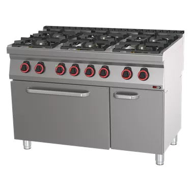 Cooking range combined with static electric oven GN 2/1 - 6x burner  | REDFOX - SPT 70/120 21 GE