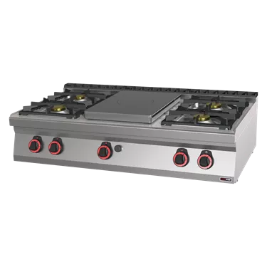 Cooking range solid top gas 5x burner without cabinet | REDFOX - STP 70/012 G