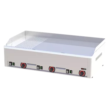 Fry-top griddle plate 97x48 electric chromed combined counter top 400 V | REDFOX - FTHRC 90 E