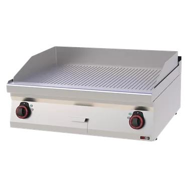 Fry-top griddle plate 80x51 electric grooved without cabinet 400 V | REDFOX - FTR 70/08 E