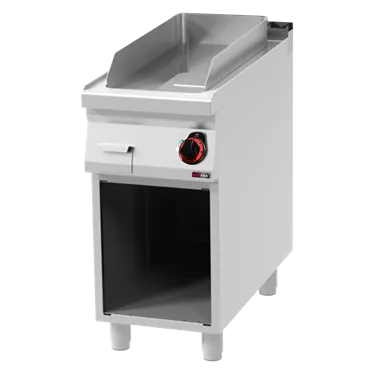 Fry-top griddle plate 31x65 electric chromed smooth on open cabinet 400 V | REDFOX - FTHC 90/40 E