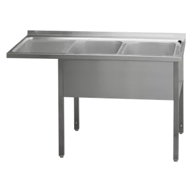 Washing table 210x70x90 - 2x sink 60x50x30 drain area left | REDFOX - MSDOL/M 7021