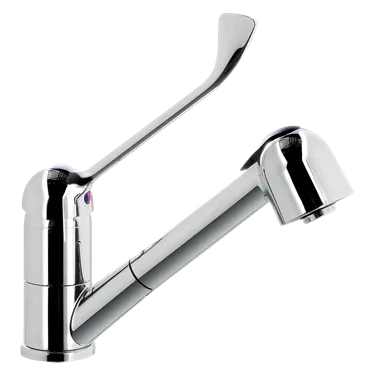 One hole sink mixer with detachable shower and black clinical lever | REDFOX - BSV 1