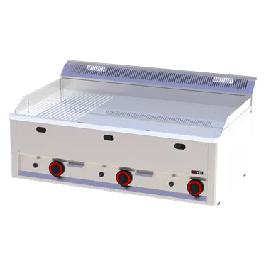 Fry-top griddle plate 97x48 gas chromed combined without cabinet | REDFOX - FTHRC 90 GL