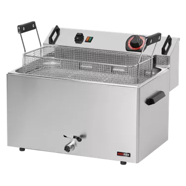 Electric fryer 0,56 kW/l, 16 l counter top drain tap 400 V | REDFOX - FE 30 T
