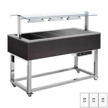 Food display island heated, glass ceramic GN 3-1/1 Wenge | REDFOX - ES BROWN+ 3W