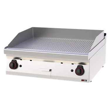 Fry-top griddle plate 80x51 gas chromed grooved without cabinet | REDFOX - FTRC 70/08 G