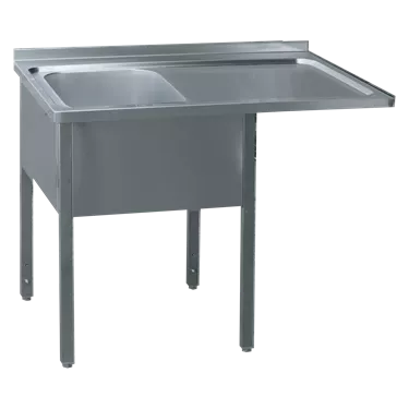 Washing table 140x70x90 - 1x sink 50x40x30 drain area right | REDFOX - MSJOP/M 7014