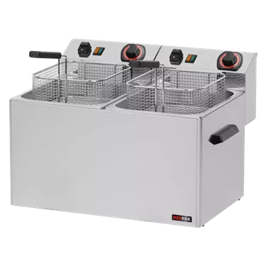 Electric fryer 2 baskets 0,75 kW/l, 8+8 l counter top 400 V | REDFOX - FE 77 T