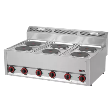 Cooking range electric 6x plate without cabinet 400 V | REDFOX - SP 90 ELS