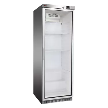 Refrigeration cabinet 350 l glass door 4x grid, stainless steel | REDFOX - DR 400 GS