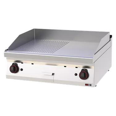 Fry-top griddle plate 80x51 gas combined without cabinet | REDFOX - FTHR 70/08 G