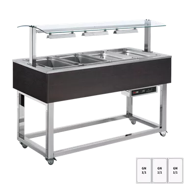 Food display island heated, bain marie tub GN 3-1/1 Wenge | REDFOX - ES RED+ 3W